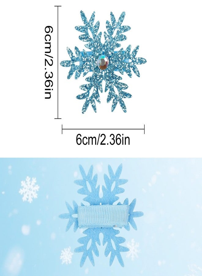 AIBFRID 6PCS Princess Snowflake Hair Clips Sparkling Blue Silver Christmas Hair Accessories for Women Girls, Festive Hairpins Xmas Snowflake Aligetor Clips for Parties Gifts Style 2 - Image 2